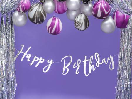 Banner Happy Birthday, Argintiu [1]