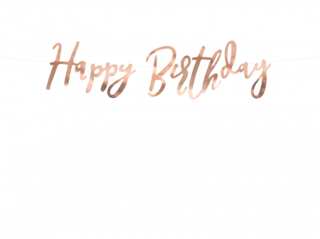 Ghirlande Decorative - Banner Happy Birthday, Rose Gold