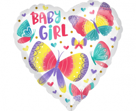 Botez - Balon Folie Inima Baby Girl - 45 cm