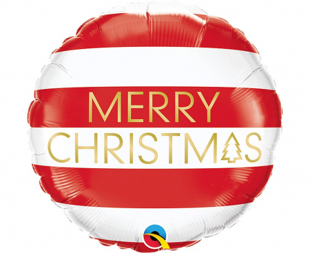 Balon Folie Merry Christmas stripes - 46 cm