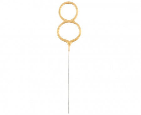 Lumanare Scanteietoare Cifra 8, Auriu, 17 cm [0]