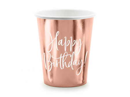 Set 6 Pahare Happy Birthday Rose Gold, 260 ml [0]