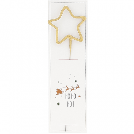 Lumanare Scanteietoare Stea, Ho Ho Ho, Auriu, 19.5 cm [0]