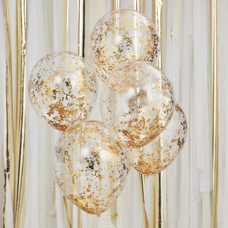 Set 5 Baloane cu Confetti Aurii - 30 cm [1]