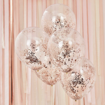 Set 5 Baloane cu Confetti Rose Gold - 30 cm [1]