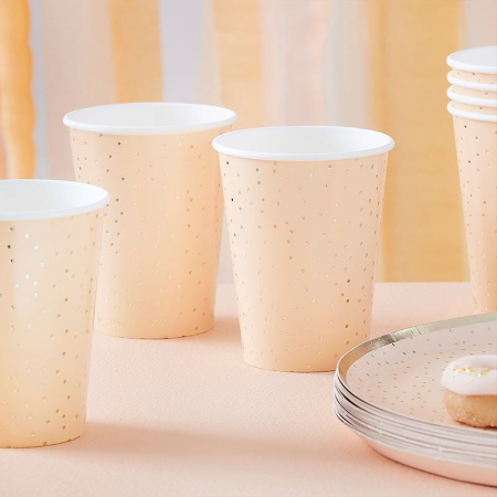 Set 8 Pahare Piersica cu buline aurii, 266 ml [1]