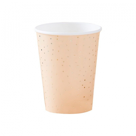 Set 8 Pahare Piersica cu buline aurii, 266 ml [0]