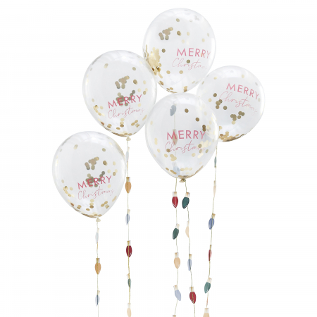 Reduceri - Set 5 Baloane Confetti Merry Christmas, 30 cm
