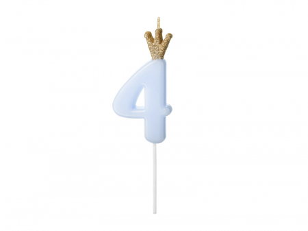 Petrecere 40 Ani - Lumanare Cifra 4, albastru, 9.5 cm