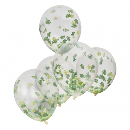 Set 5 Baloane Confetti Frunze Tropicale - 30 cm [0]