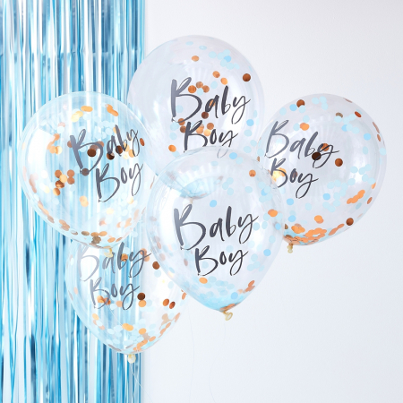 Set 5 Baloane cu Confetti Baby Boy - 30 cm [1]