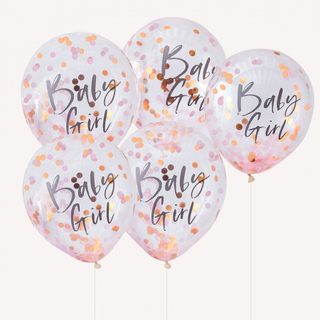 Set 5 Baloane cu Confetti Baby Girl - 30 cm [0]