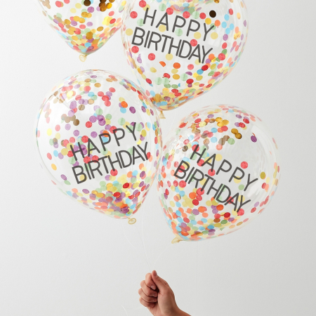 Set 5 Baloane cu Confetti Happy Birthday - 30 cm [1]