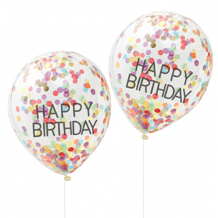 Set 5 Baloane cu Confetti Happy Birthday - 30 cm [0]