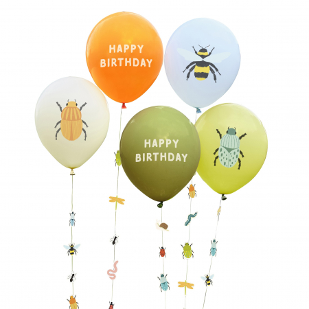 Set 5 Baloane Happy Birthday Insecte, 30 cm [0]