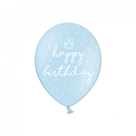 Baloane Latex - Set 6 Baloane Happy Birthday, Albastru - 30 cm