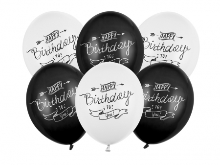 Petrecere Majorat - Set 6 Baloane Happy Birthday, Mix - 30 cm