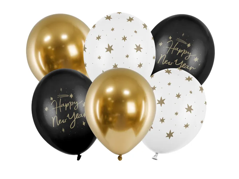 Set 6 Baloane Happy New Year, mix - 30 cm [0]