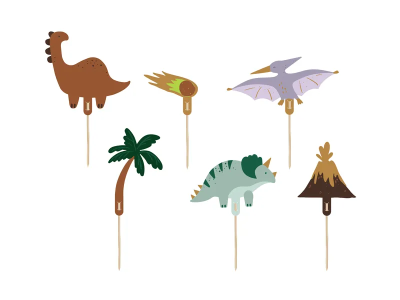 Petrecere Dinozauri - Set 6 Decoratiuni Prajitura Dinozauri