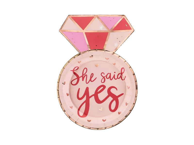 Articole Petrecere - Set 6 Farfurii Inel She said yes, 25.5 cm