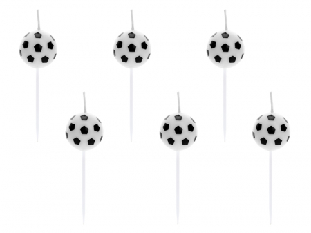 Petrecere Fotbal - Set 6 Lumanari Minge Fotbal, 2,5 cm