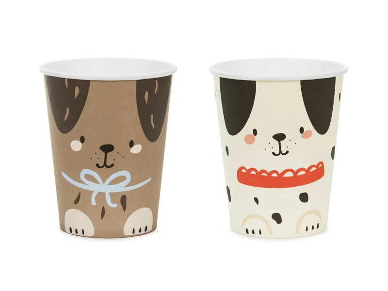 Accesorii Masa - Set 6 Pahare Catelusi, 220 ml, Mix
