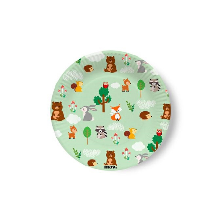 Articole Petrecere - Set 8 Farfurii Animale de Padure, 18 cm