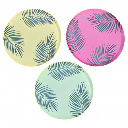 Petrecere Tropicala - Set 8 Farfurii Frunze Tropicale, 25 cm