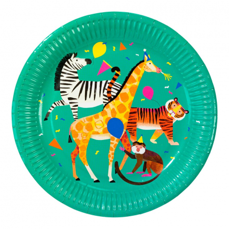 Farfurii - Set 8 Farfurii Party Animals Safari, 23 cm