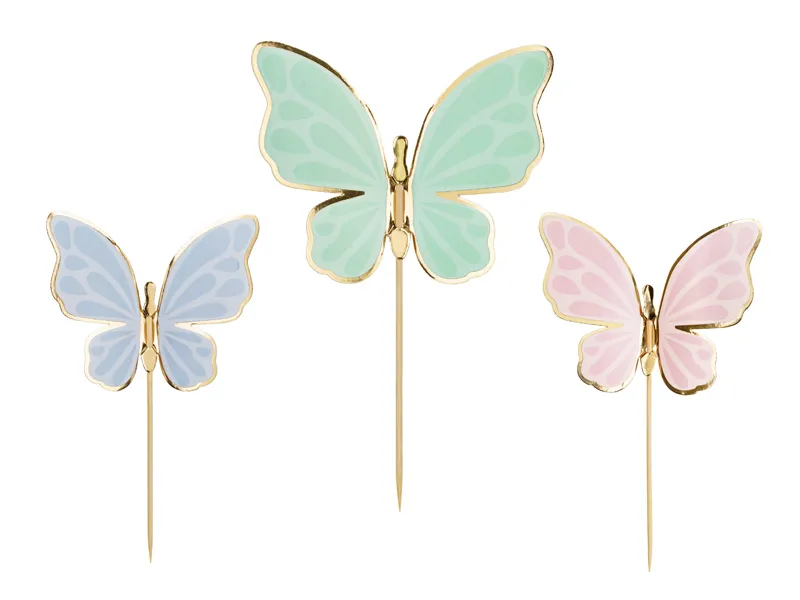 Petreceri Fete - Set 9 Decoratiuni Prajitura Fluturi, 9 cm
