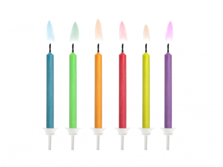 Lumanari - Set 6 Lumanari cu Flacara Colorata, multicolor, 6 cm