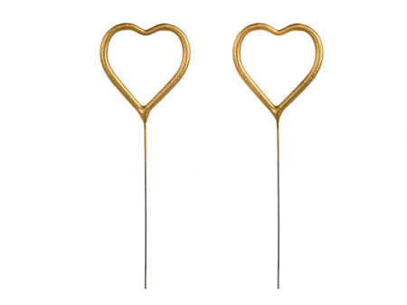 Botez - Set 2 Lumanari Scanteietoare Inima, Auriu, 16.5 cm