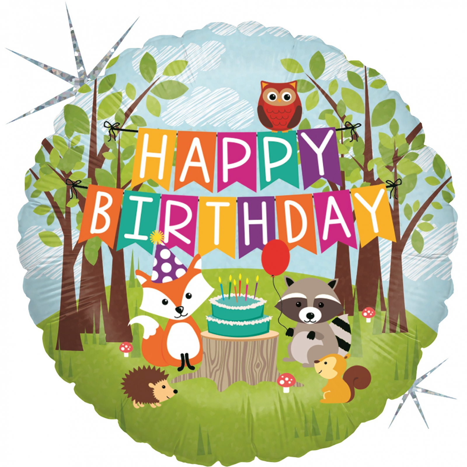 Balon Folie Happy Birthday Woodland - 46 cm