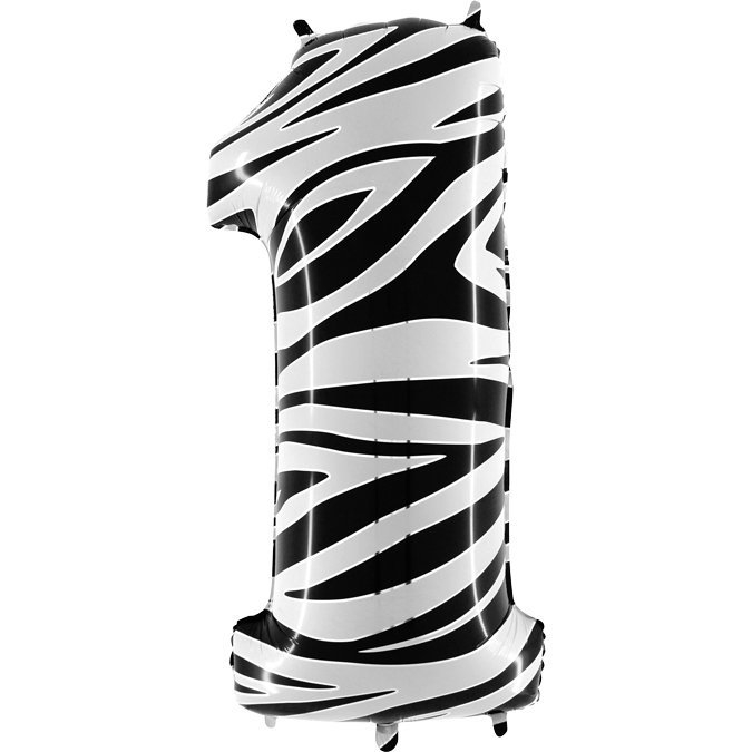 Balon Folie Cifra 1 Zebra, 102 cm