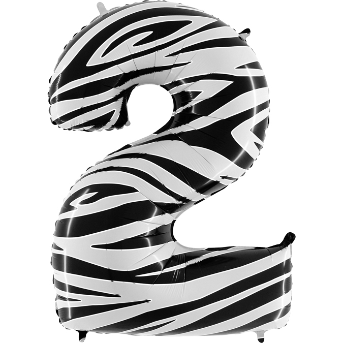 Balon Folie Cifra 2 Zebra, 102 cm