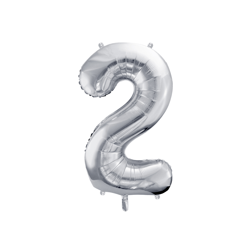 Balon Folie Cifra 2 Argintiu, 86 cm