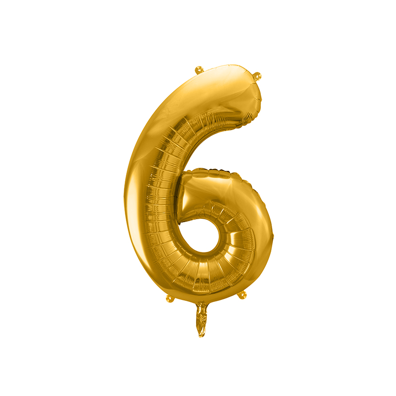 Balon Folie Cifra 6 Auriu, 86 cm
