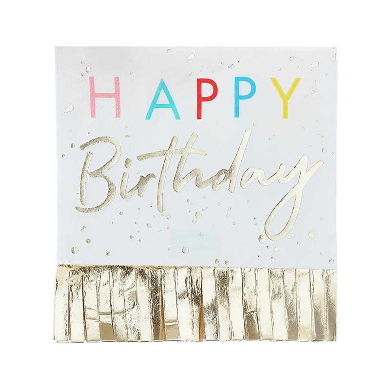 Set 16 Servetele Happy Birthday Franjuri
