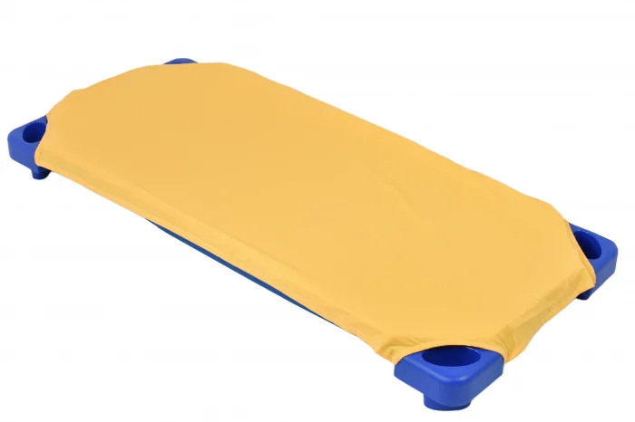 Set 2 cearșafuri 140x70 cm bumbac 100%, pentru pătuț stivuibil(133x58 cm)din creșe sau grădinițe-Culori galben și albastru [2]