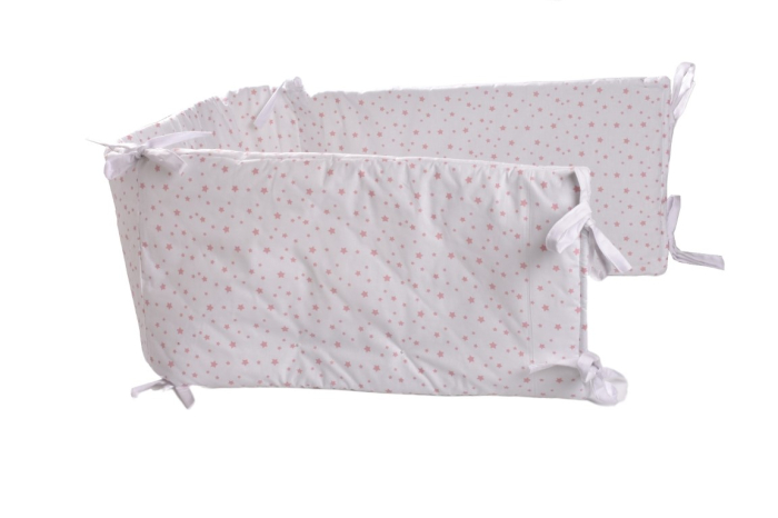 Aparatoare bumbac 100% 180x33 cm, model stelute mici roz, pentru patut de  120x60 cm [1]