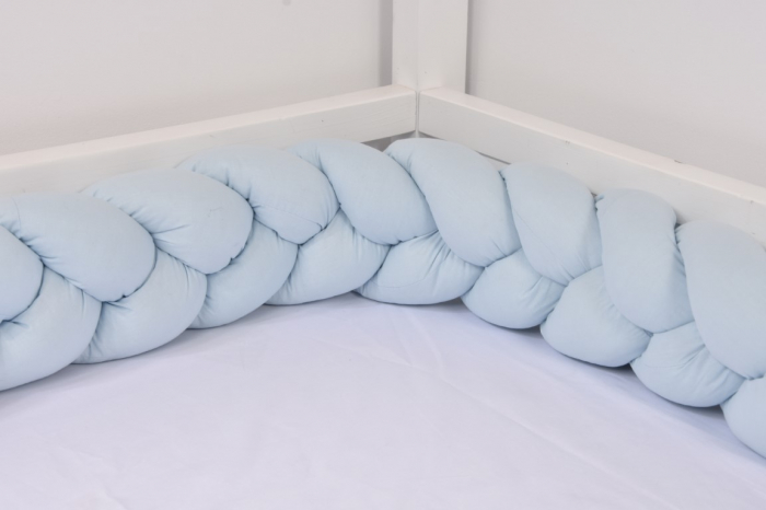 Aparatori impletite bumbac 100% culoare bleu pentru pat casuta 290 cm [3]