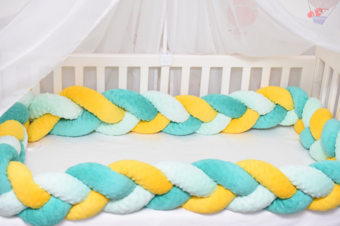Aparatori impletite plus minky verde menta turquoise si galben [2]