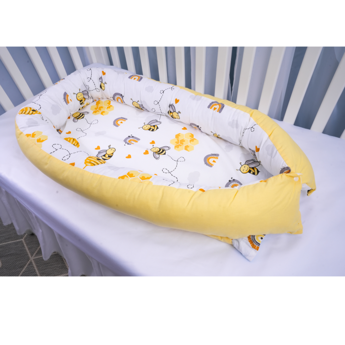 Babynest 0-6 luni bumbac 100% model albinute si galben [1]