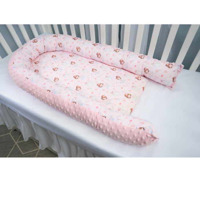Babynest 0-6 luni bumbac 100% model balerine mici si plus minky roz pal [2]