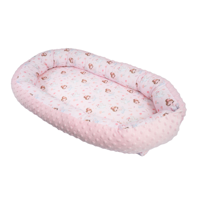 Babynest 0-6 luni bumbac 100% model balerine mici si plus minky roz pal [1]