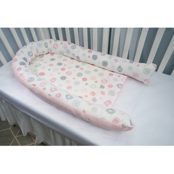 Babynest 0-6 luni bumbac 100% model ghemotoace si bumbac roz [2]
