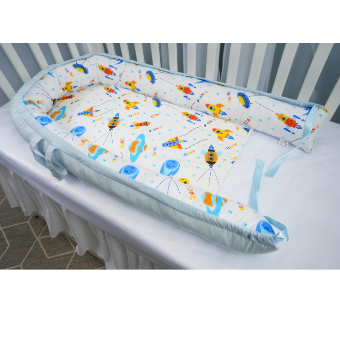 Babynest 0-6 luni bumbac 100% model comete si bleu [2]