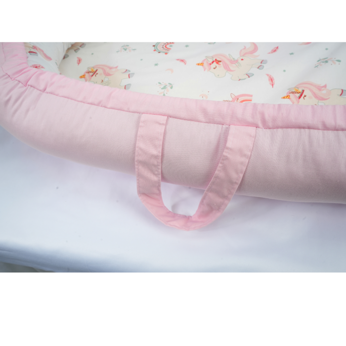 Babynest 0-6 luni bumbac 100% model unicorni si roz [2]