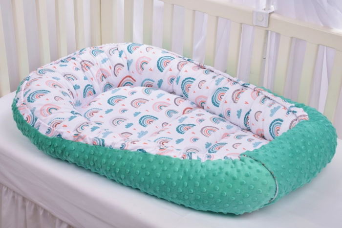 Babynest model curcubee si minky turquoise [2]