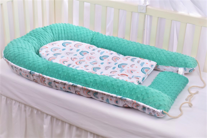 Babynest model curcubee si minky turquoise [5]